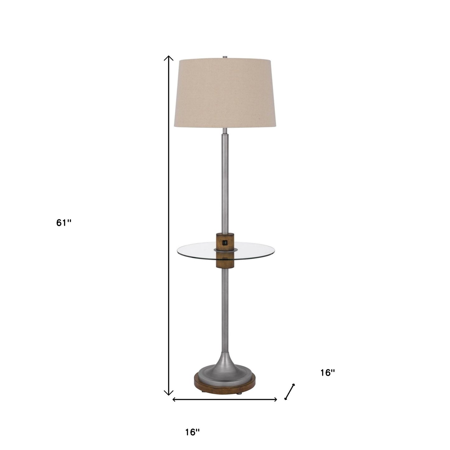Pewter Tray Table Floor Lamp w/ Shade