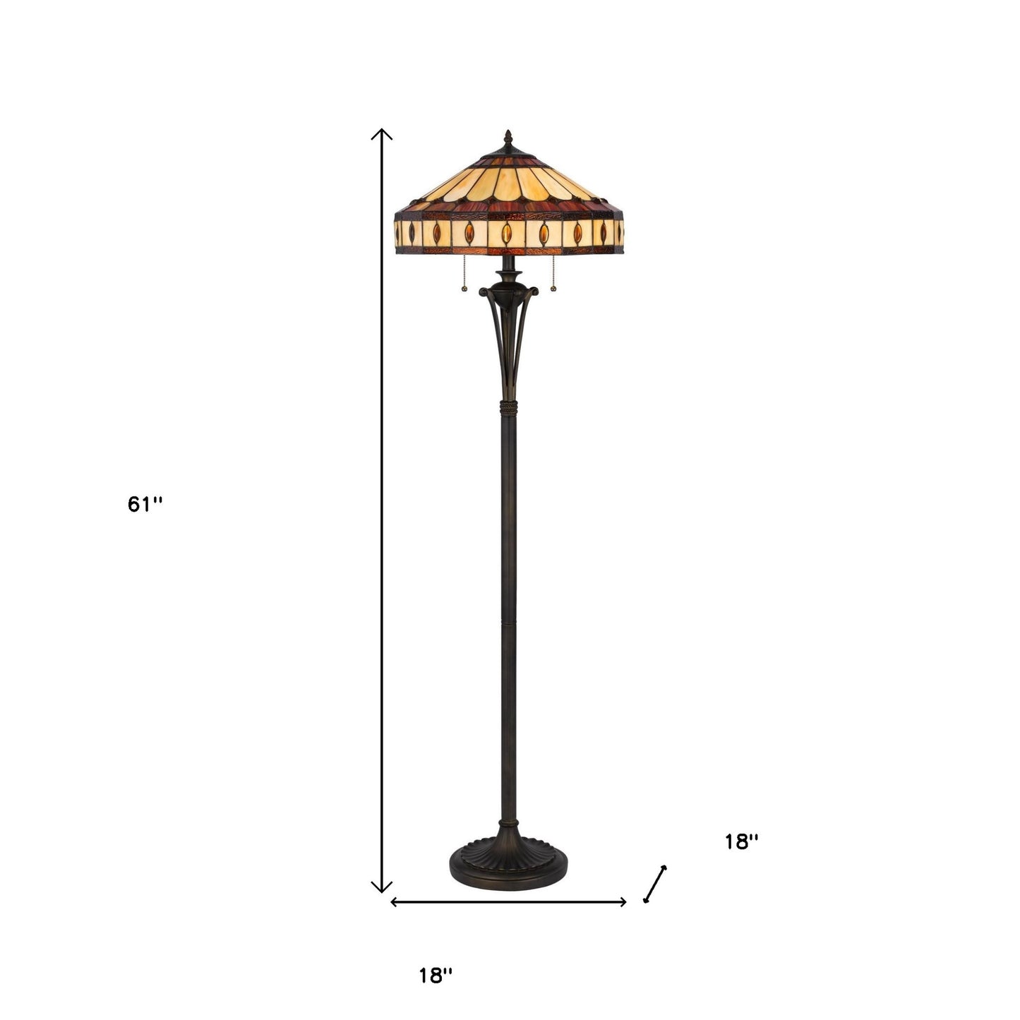 Bronze 2-Light Floor Lamp w/ Tiffany Glass Shade