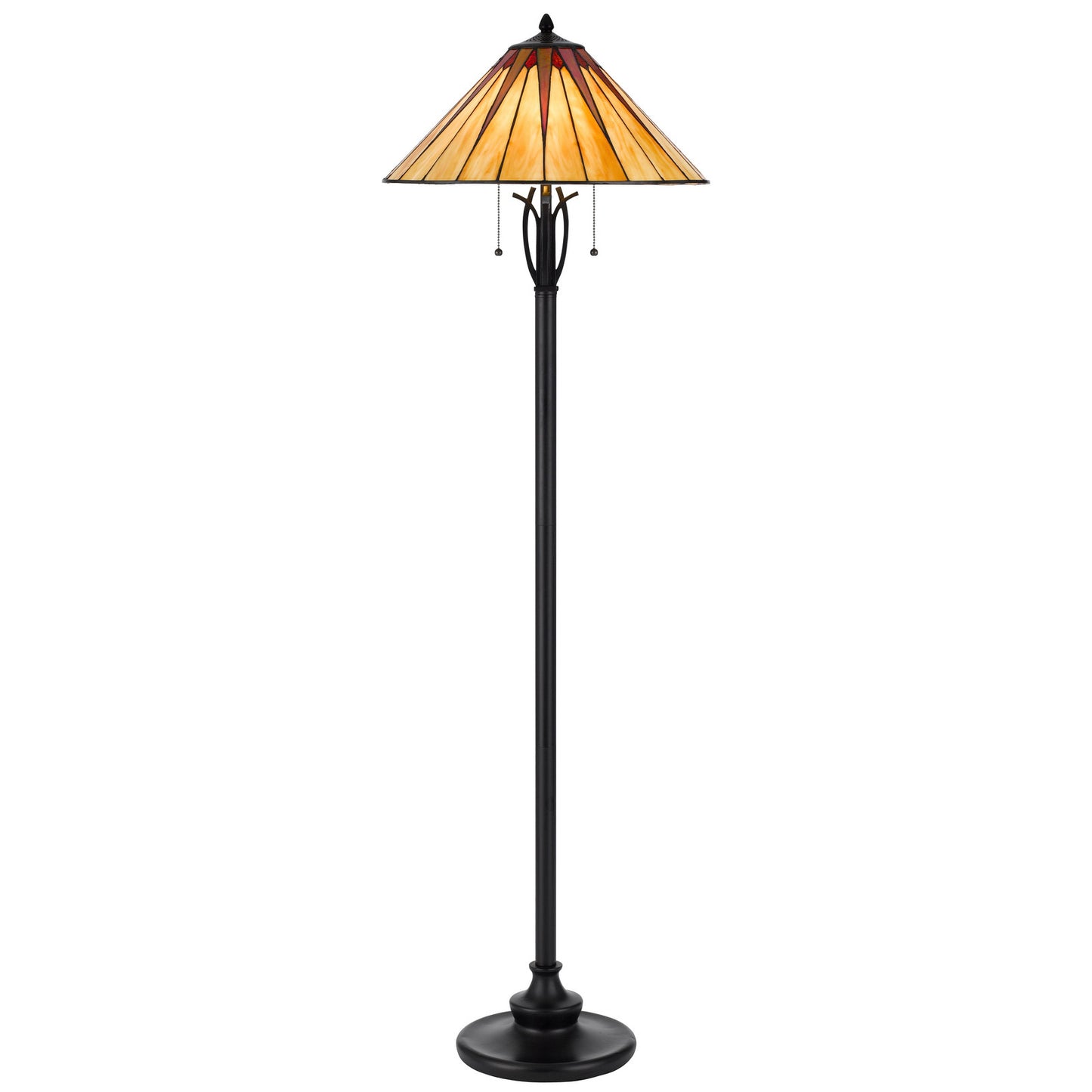 Bronze 2-Light Floor Lamp w/ Tiffany Glass Shade