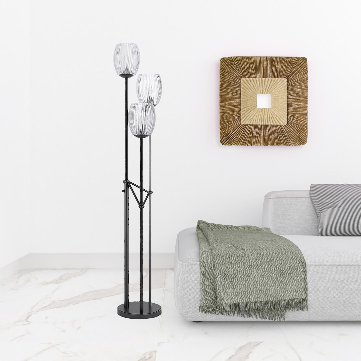 Black 3-Light Floor Lamp w/ Shade
