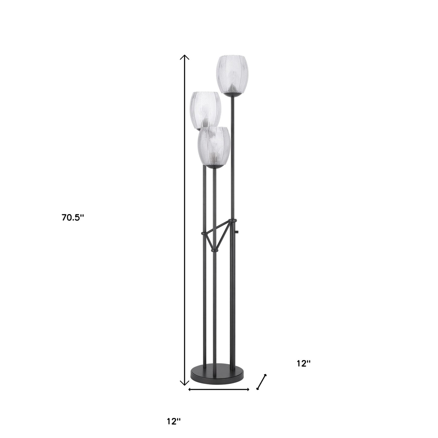 Black 3-Light Floor Lamp w/ Shade