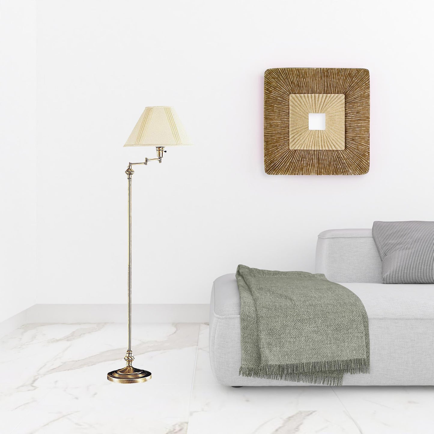 Bronze Swing Arm Floor Lamp w/ Shade