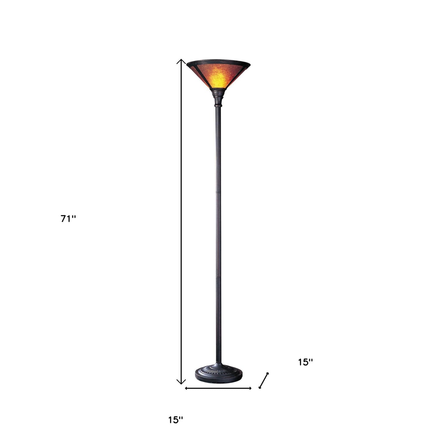 Rusted Torchiere Floor Lamp w/ Shade