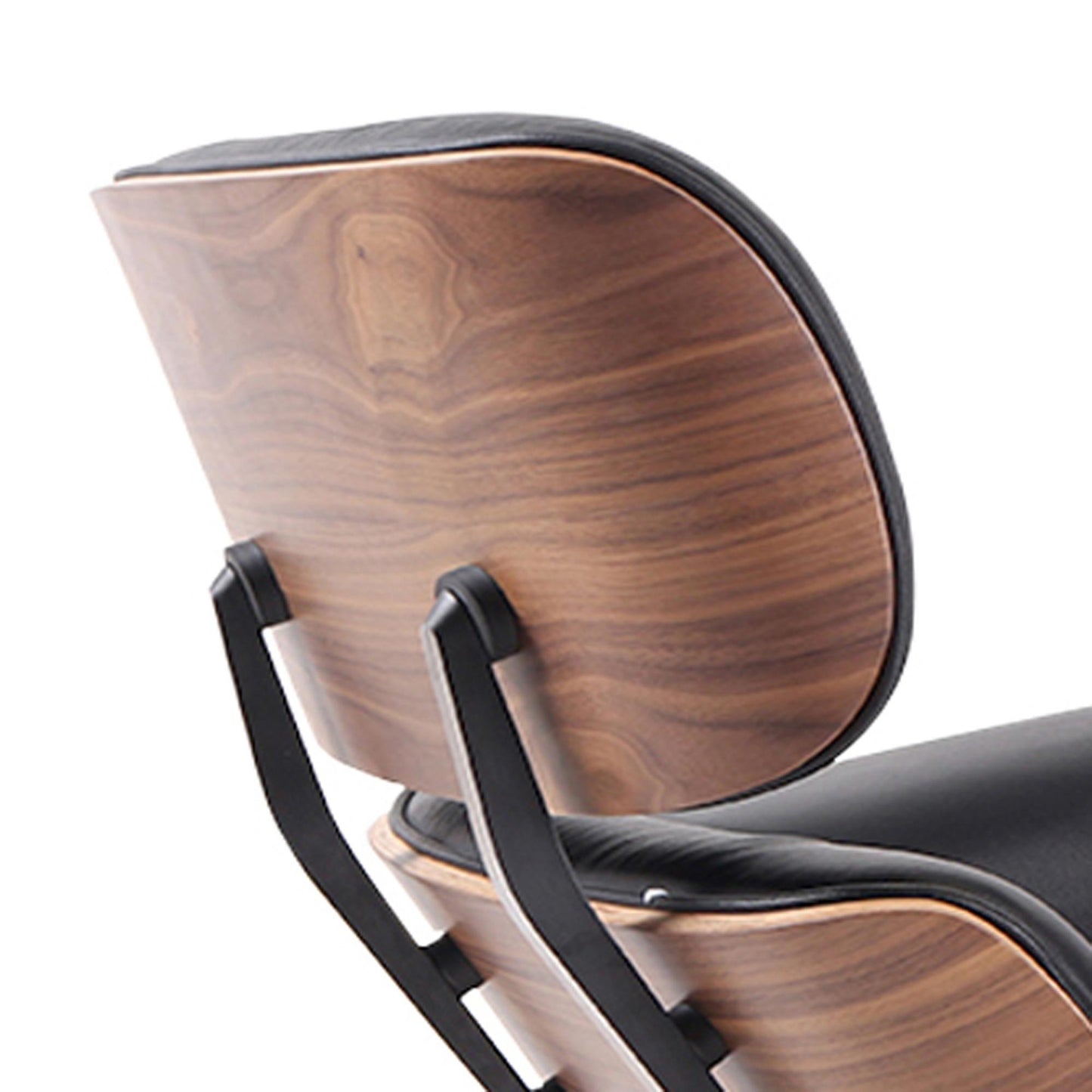Black & Brown Genuine Leather Tufted Swivel Lounge Chair With Ottoman