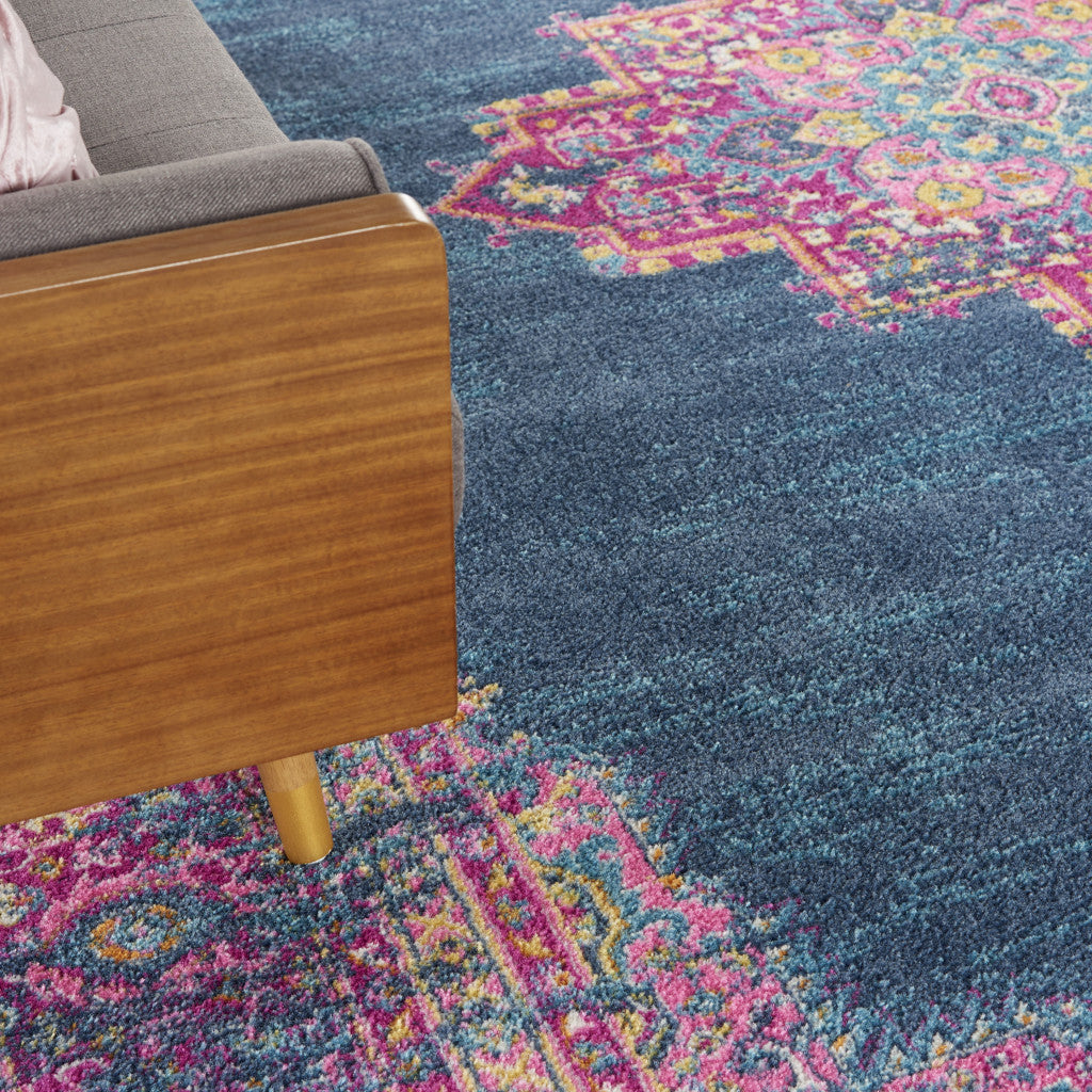 12 x 15 Blue Moroccan Power Loom Distressed Rug