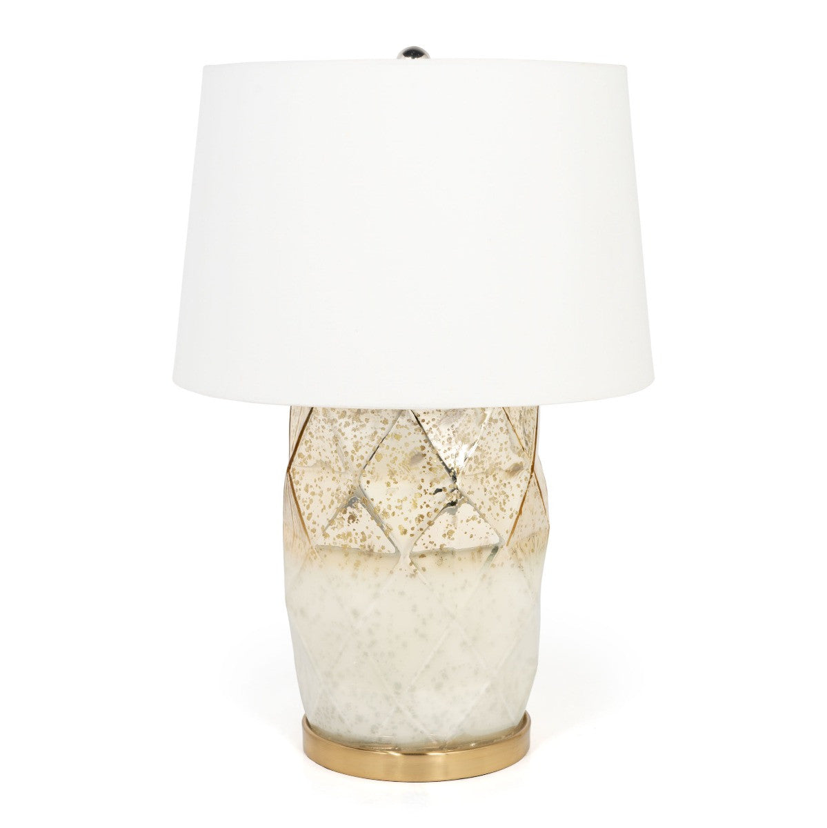 White & Gold Mercury Glass Table Lamp w/ Shade