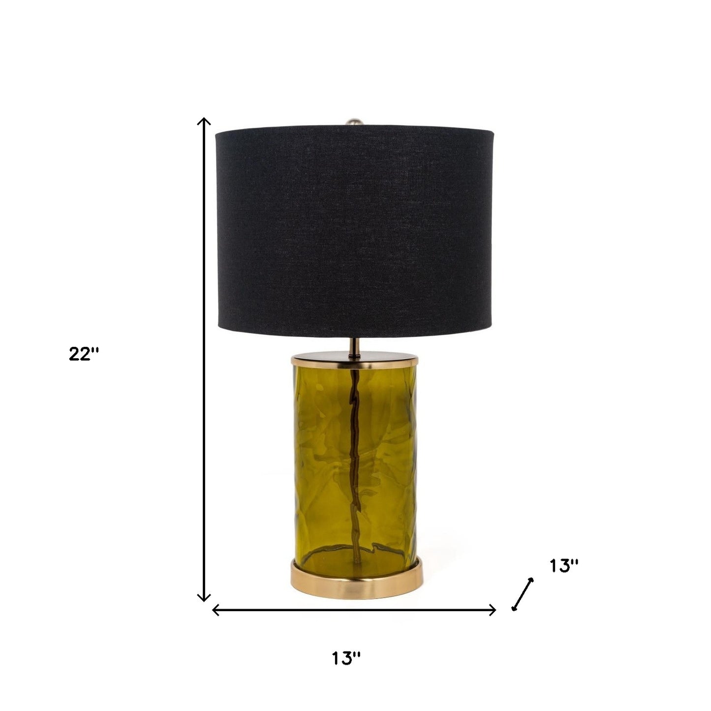 Green Glass Table Lamp w/ Shade