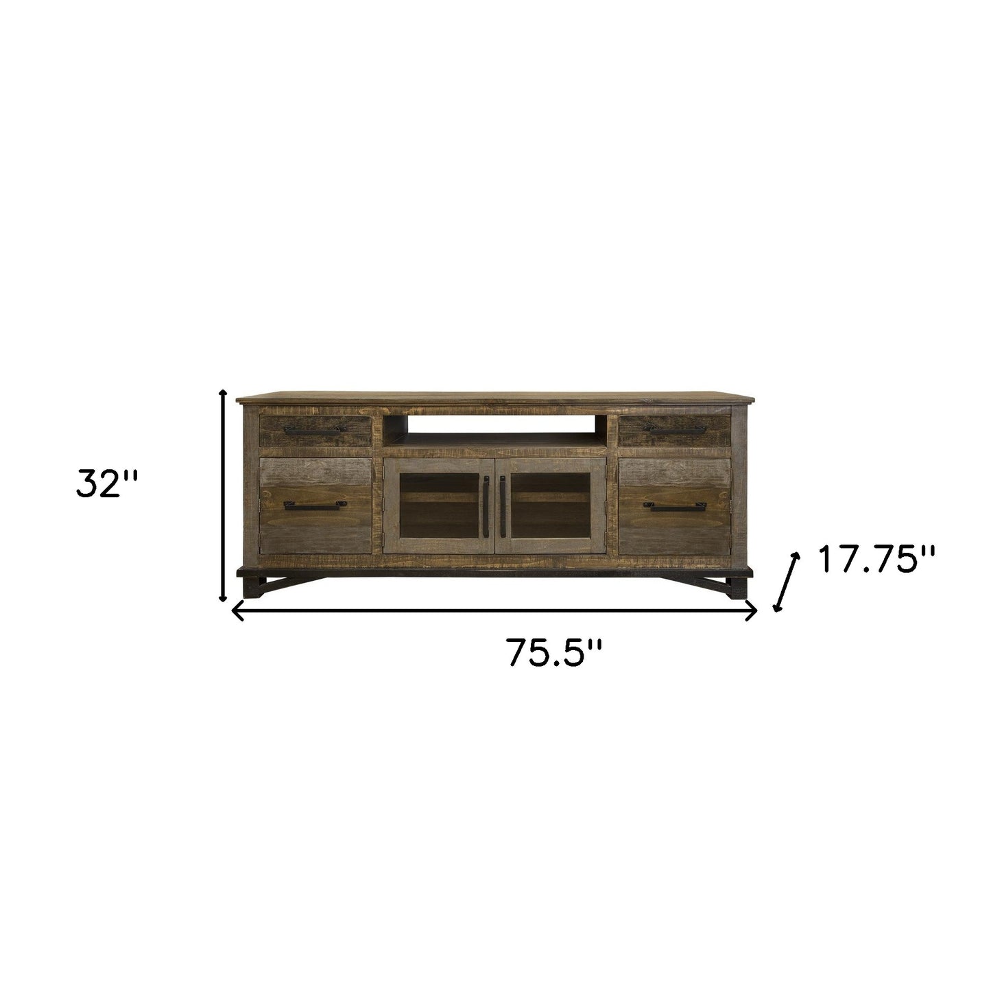 Brown Solid Wood Distressed Media Console