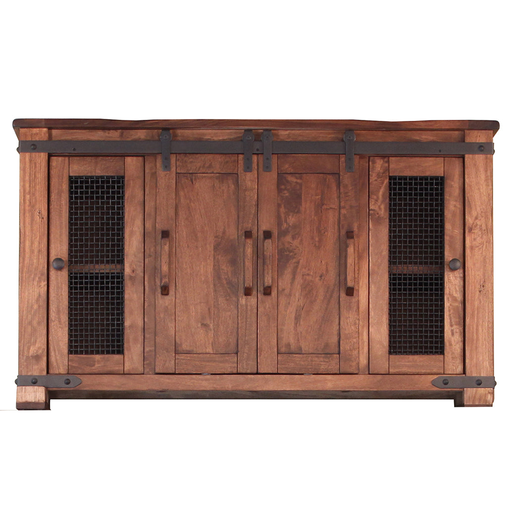 Brown Solid Wood Distressed Media Console