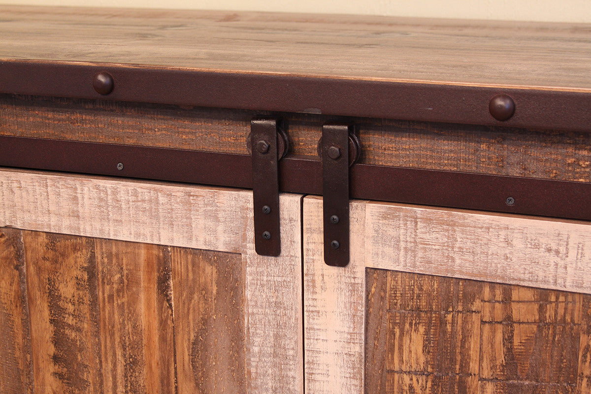 Brown Solid Wood Distressed Media Console