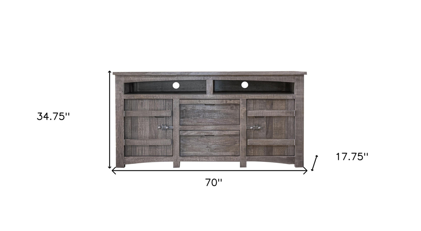 Grey Solid Wood Distressed Media Console