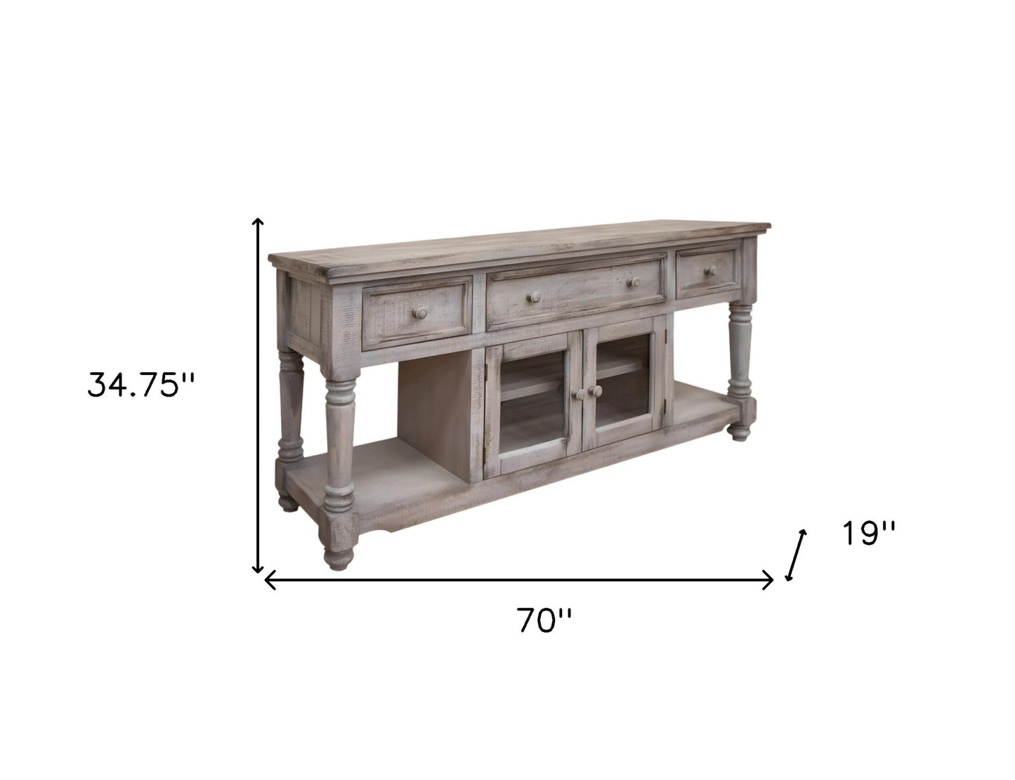 Desert Sand Solid Wood Distressed Media Console