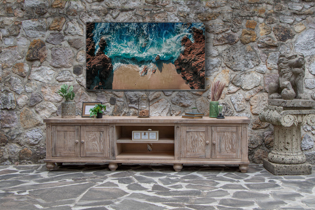 Desert Sand Solid Wood Distressed Media Console