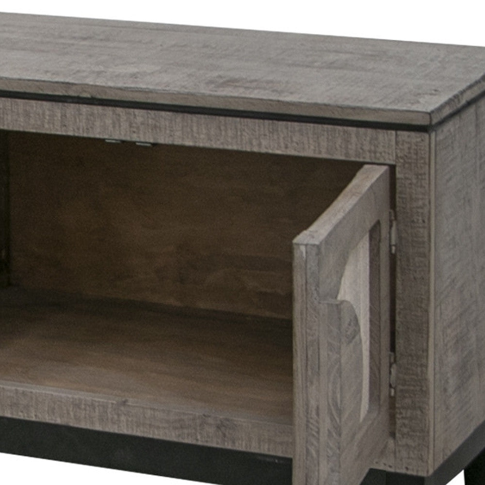 Grey Solid Wood Distressed Media Console