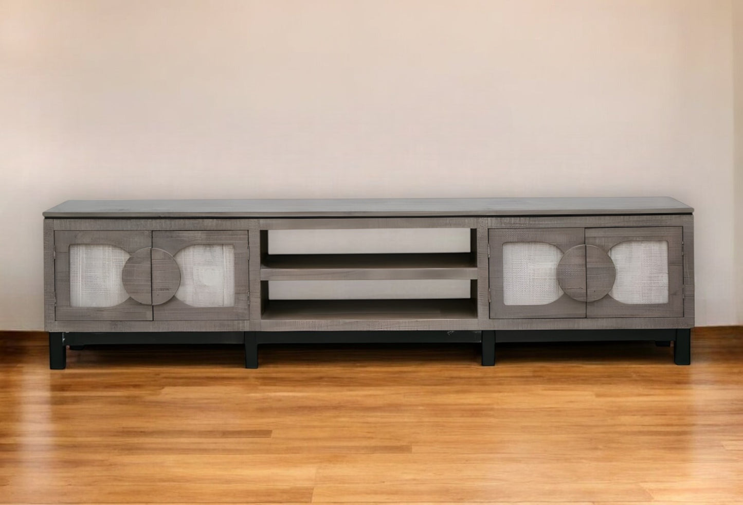 Grey Solid Wood Distressed Media Console