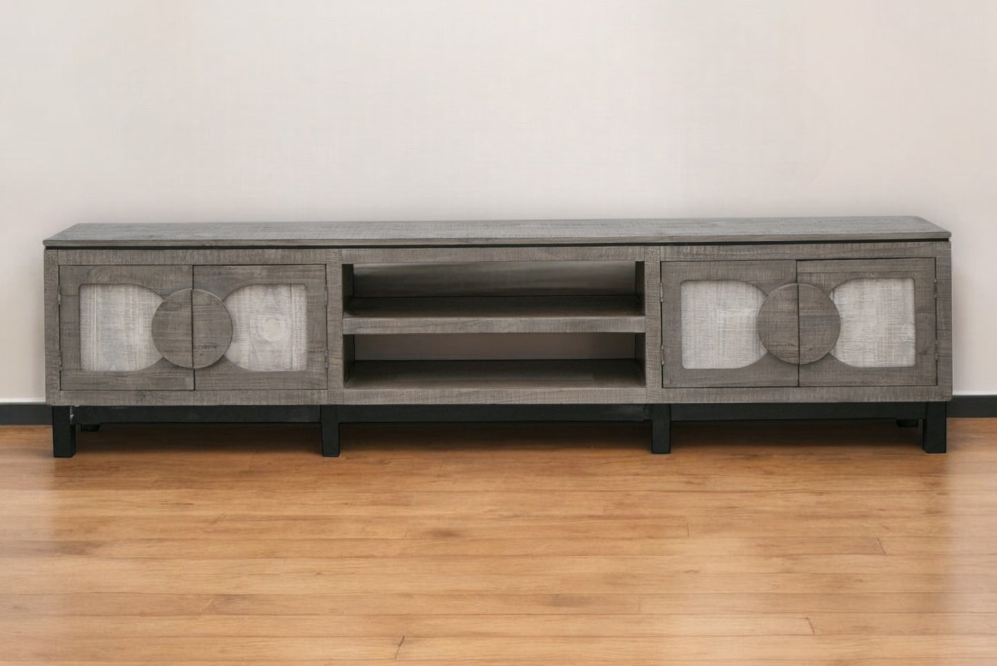 White Solid Wood Distressed Media Console