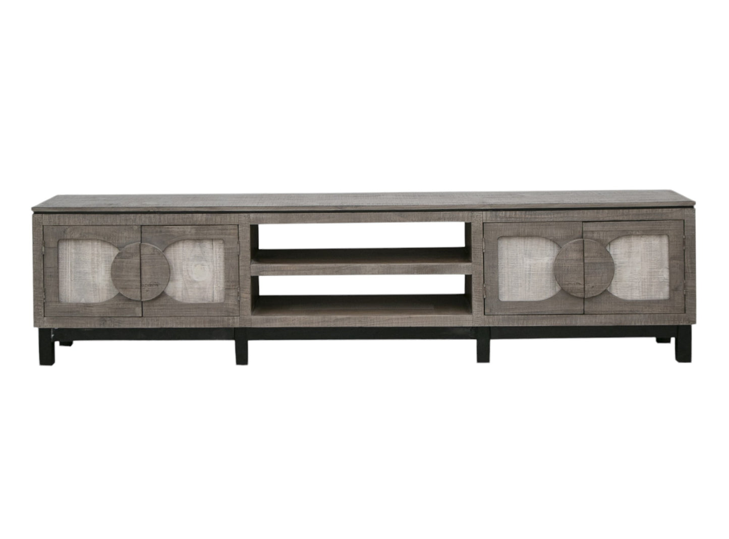 White Solid Wood Distressed Media Console