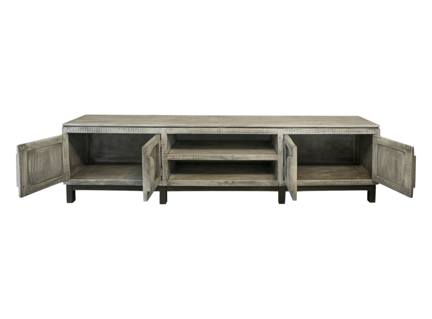 White Solid Wood Distressed Media Console