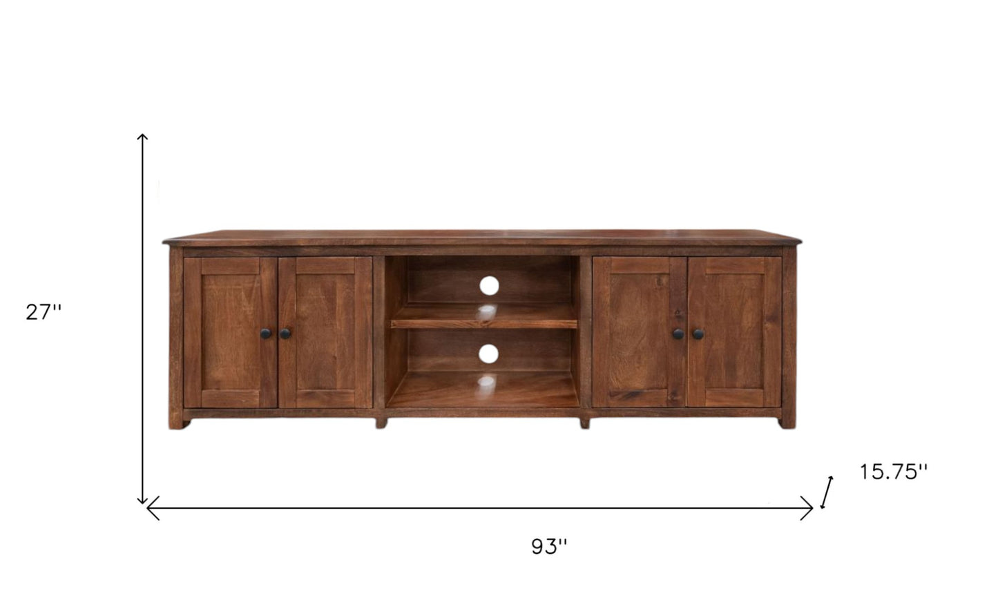 Brown Solid Wood Distressed Media Console