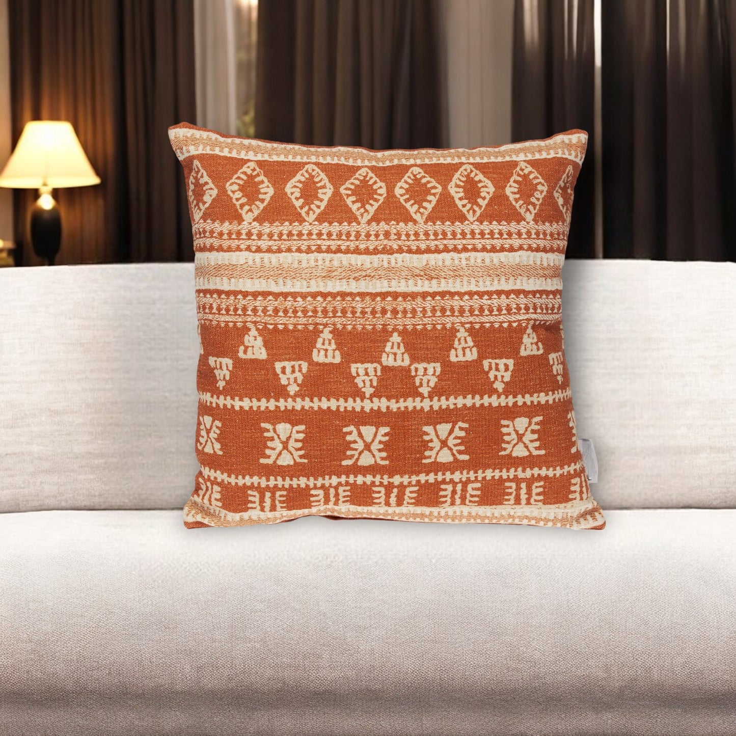 Orange & Ivory Southwestern Cotton Pillow