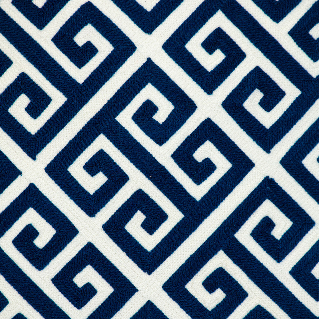 Blue Greek Key Cotton Pillow