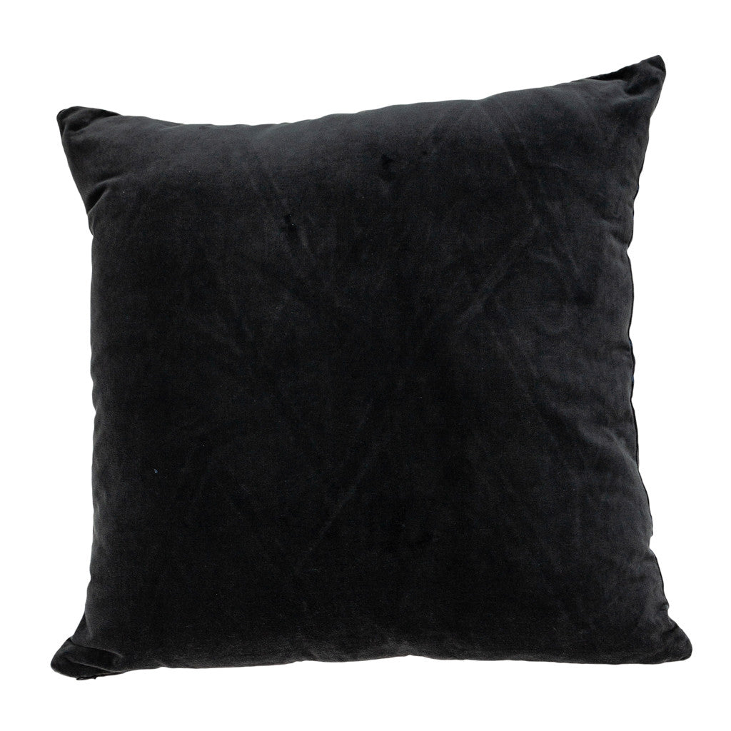 Black & Blue Zigzag Cotton Pillow w/ Embroidery