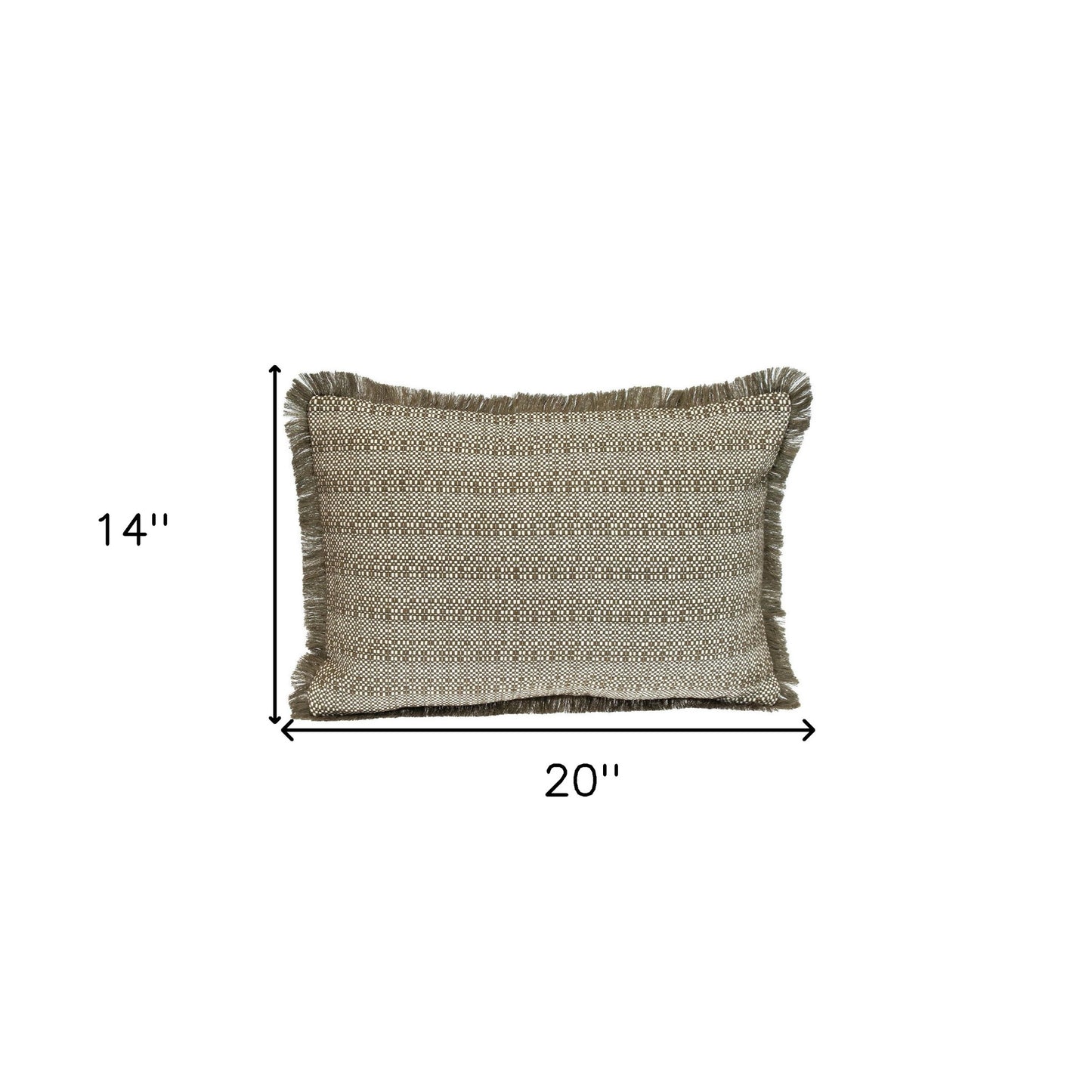 Green & White Striped Cotton Pillow w/ Fringe