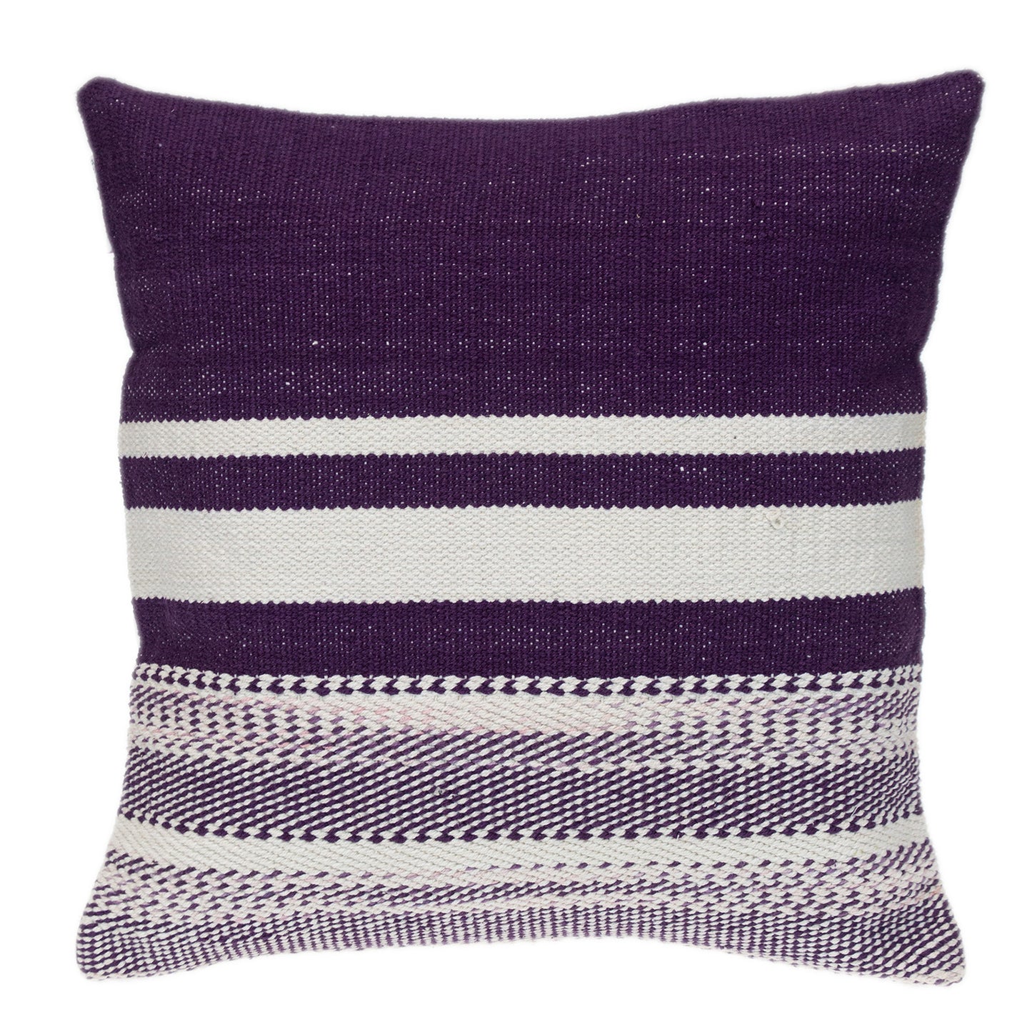 Purple & White Striped Cotton Pillow
