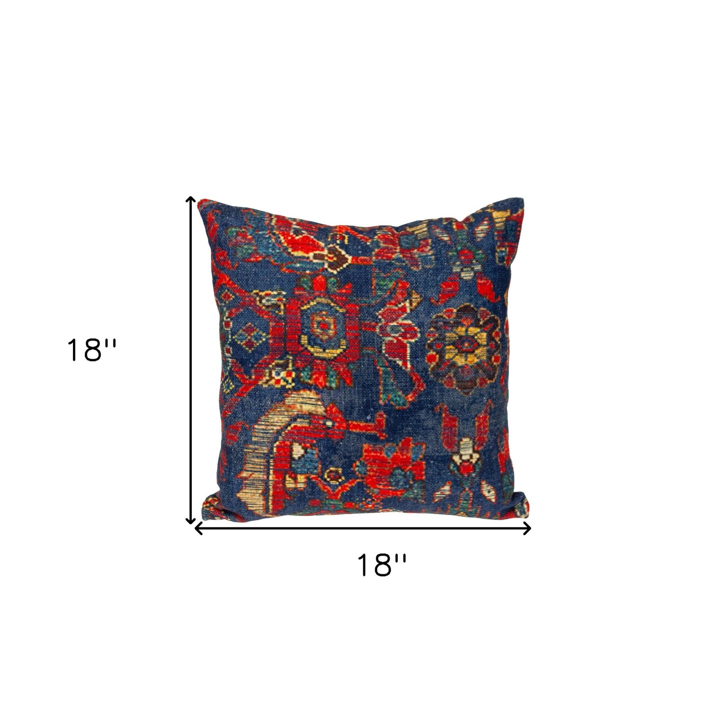 Blue & Red Damask Cotton Pillow