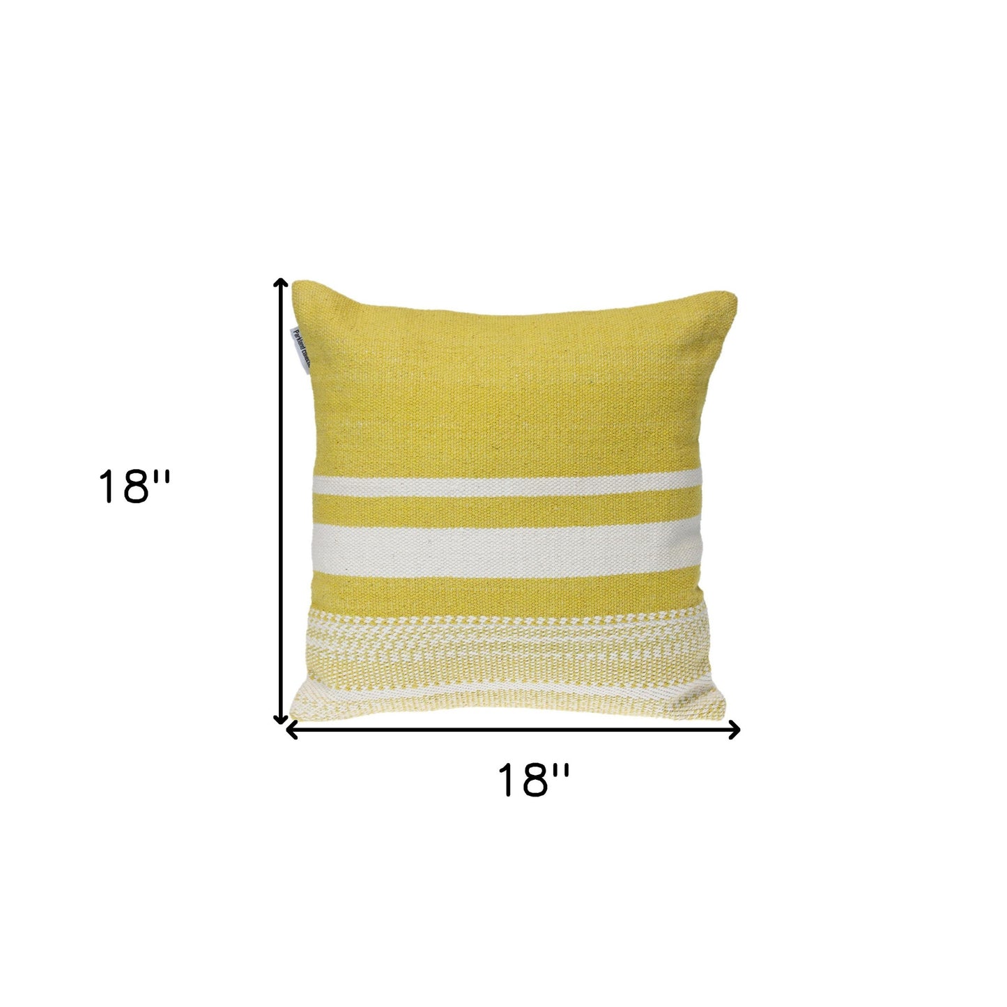 Yellow & White Striped Cotton Pillow