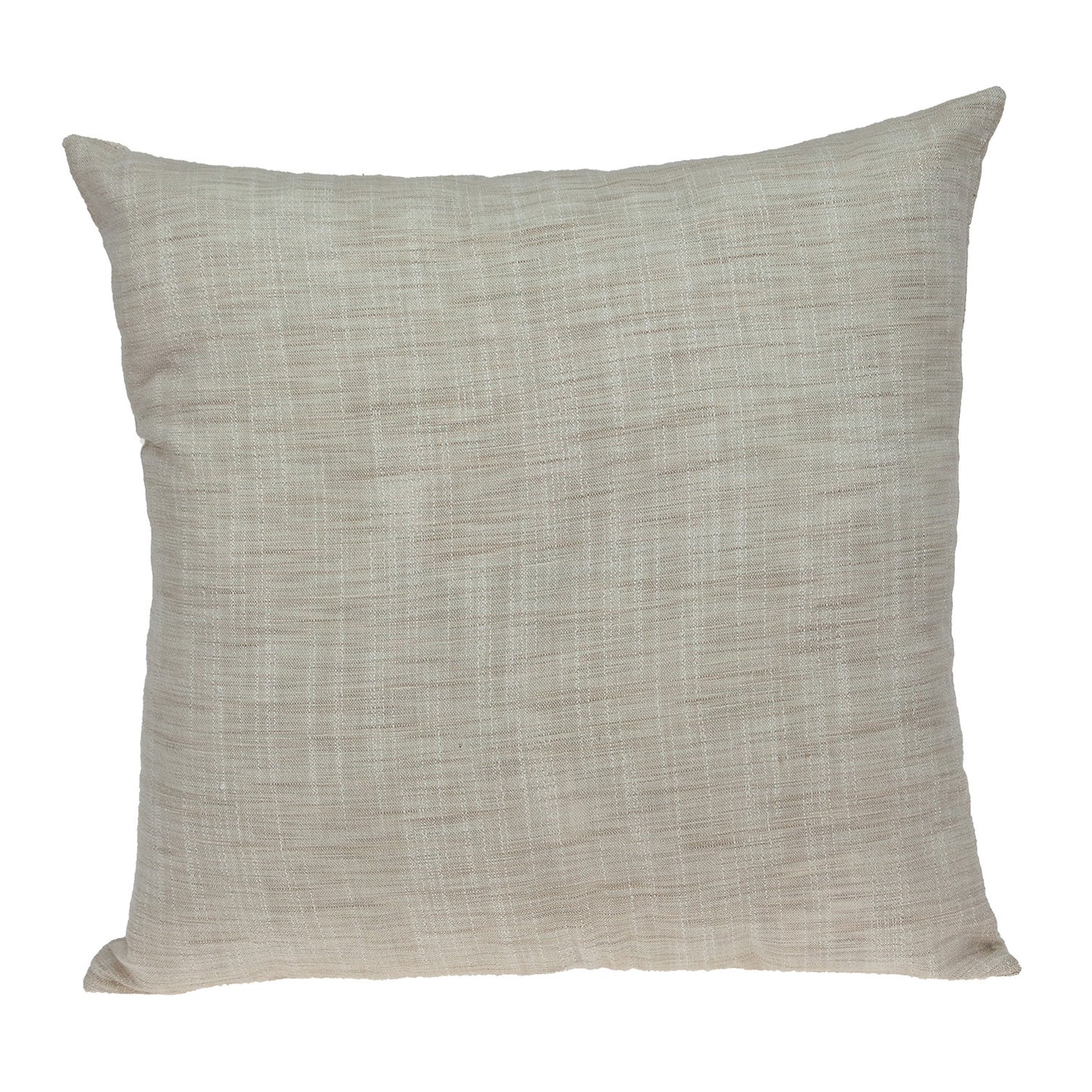 Beige & Blue Geometric Cotton Blend Pillow w/ Embroidery