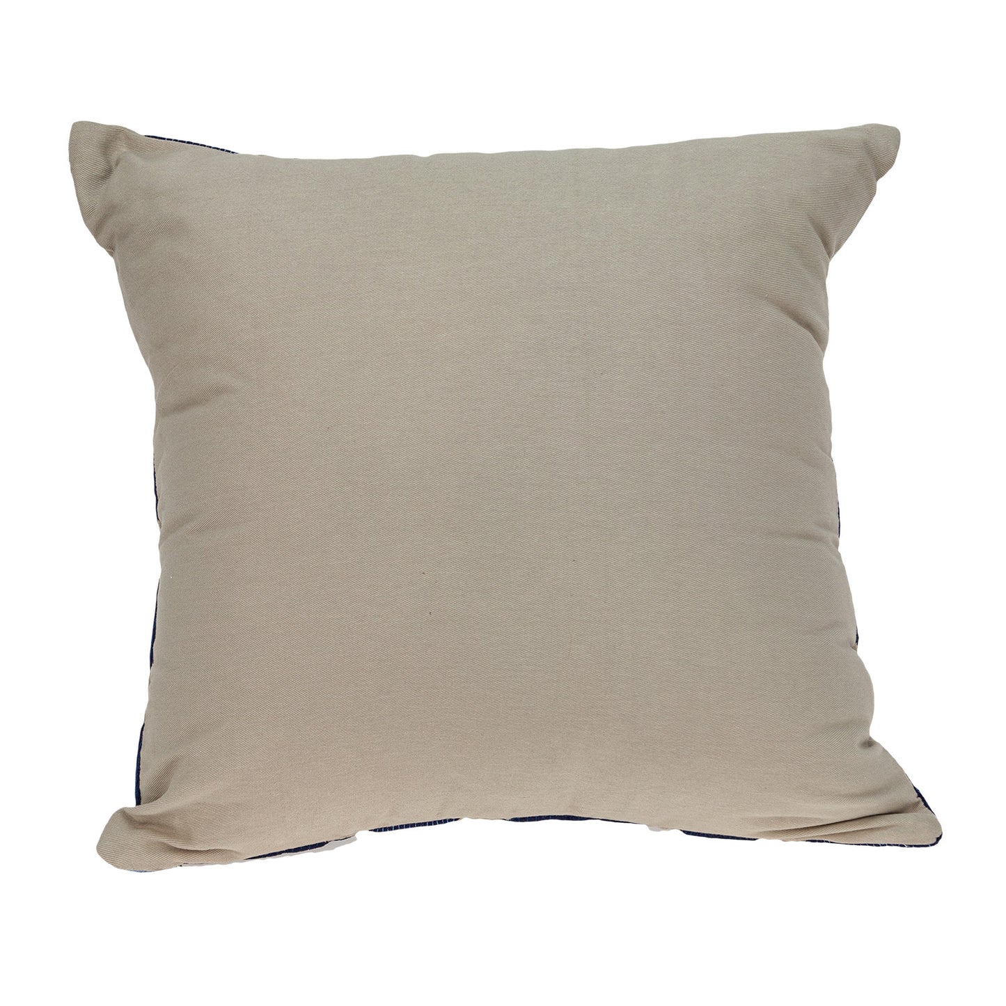 Beige & Blue Diamond Cotton Pillow w/ Embroidery