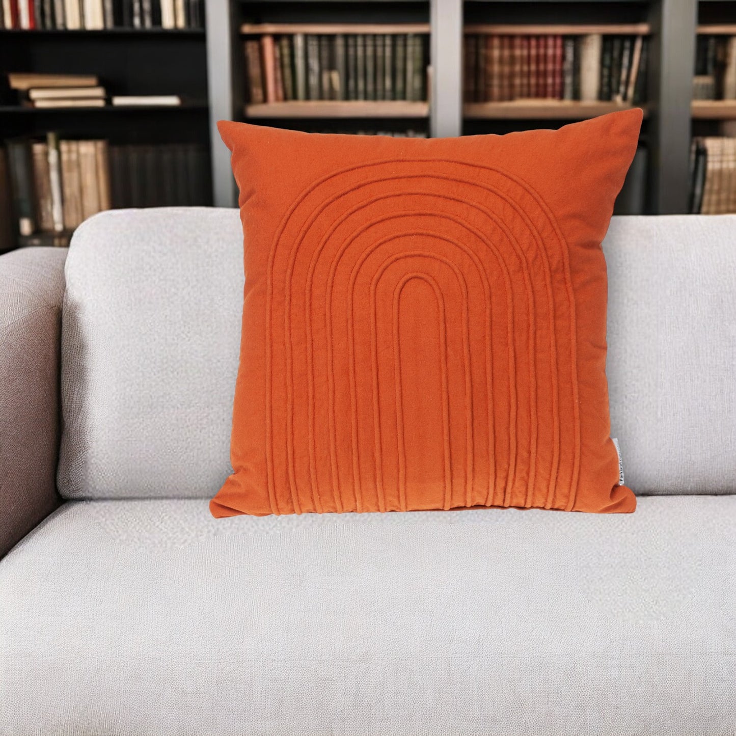 Orange Geometric Cotton Pillow