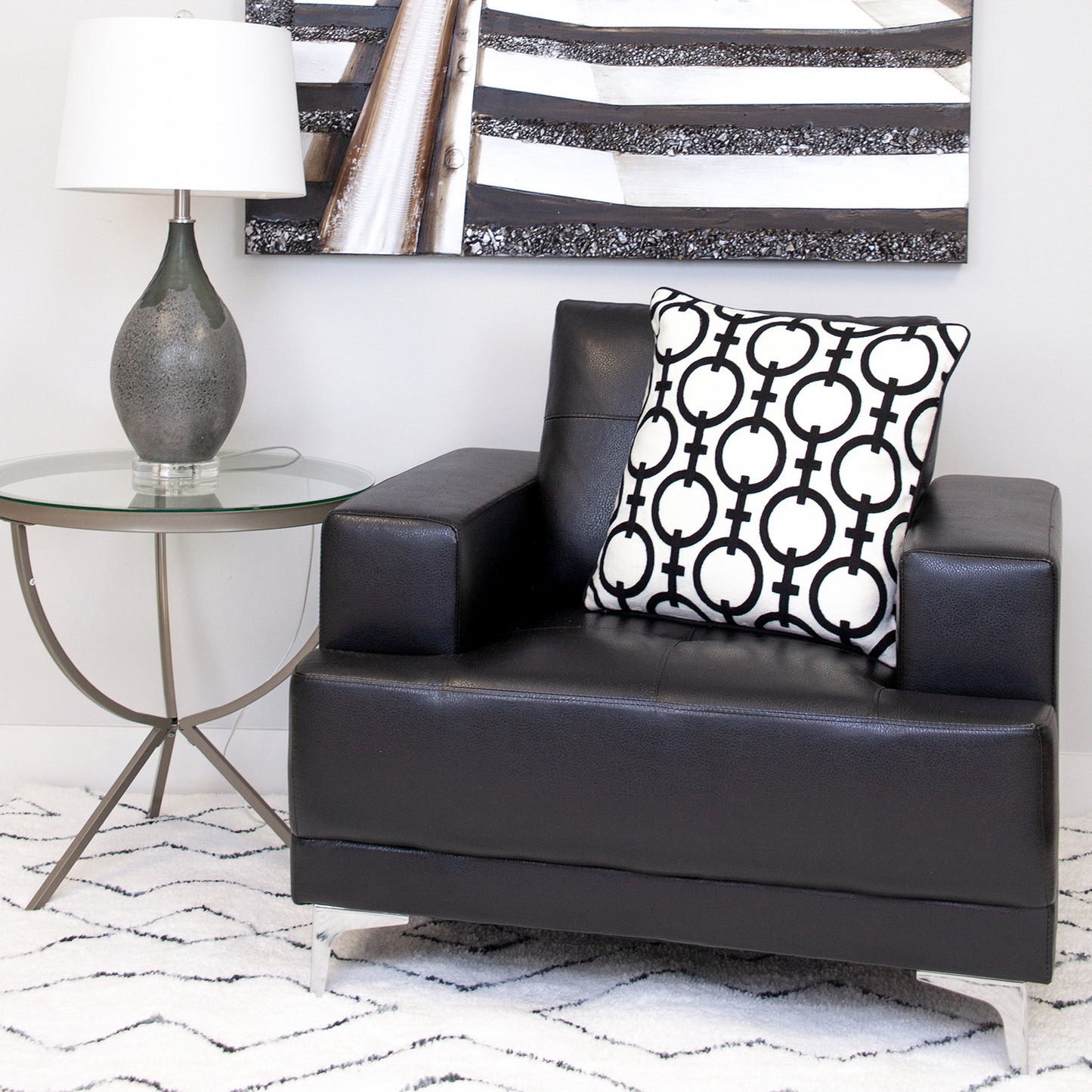 Black & White Geometric Cotton Pillow