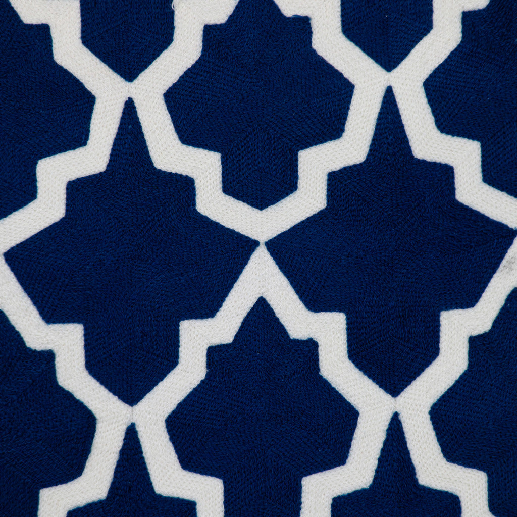 Blue & White Geometric Cotton Pillow