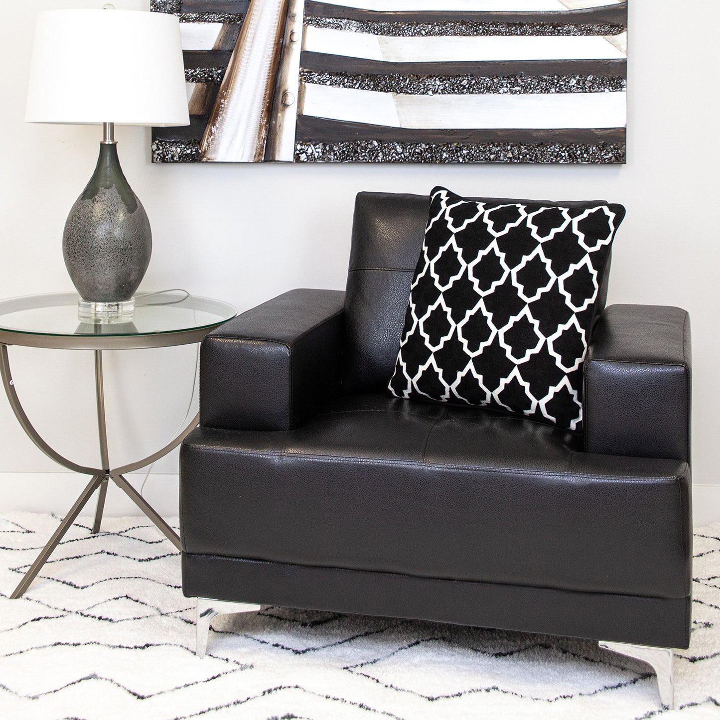 Black & White Geometric Cotton Pillow