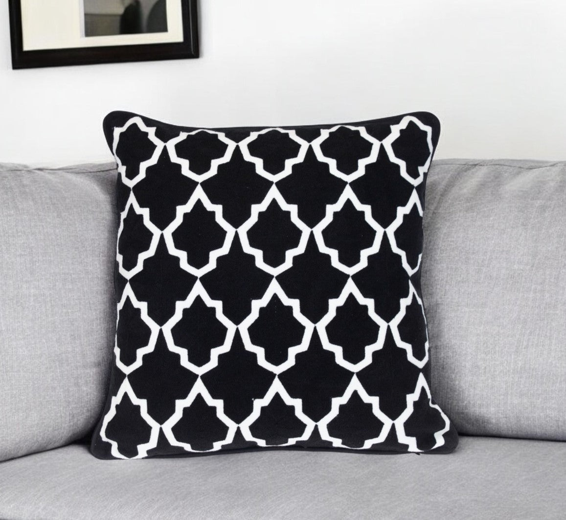 Black & White Geometric Cotton Pillow