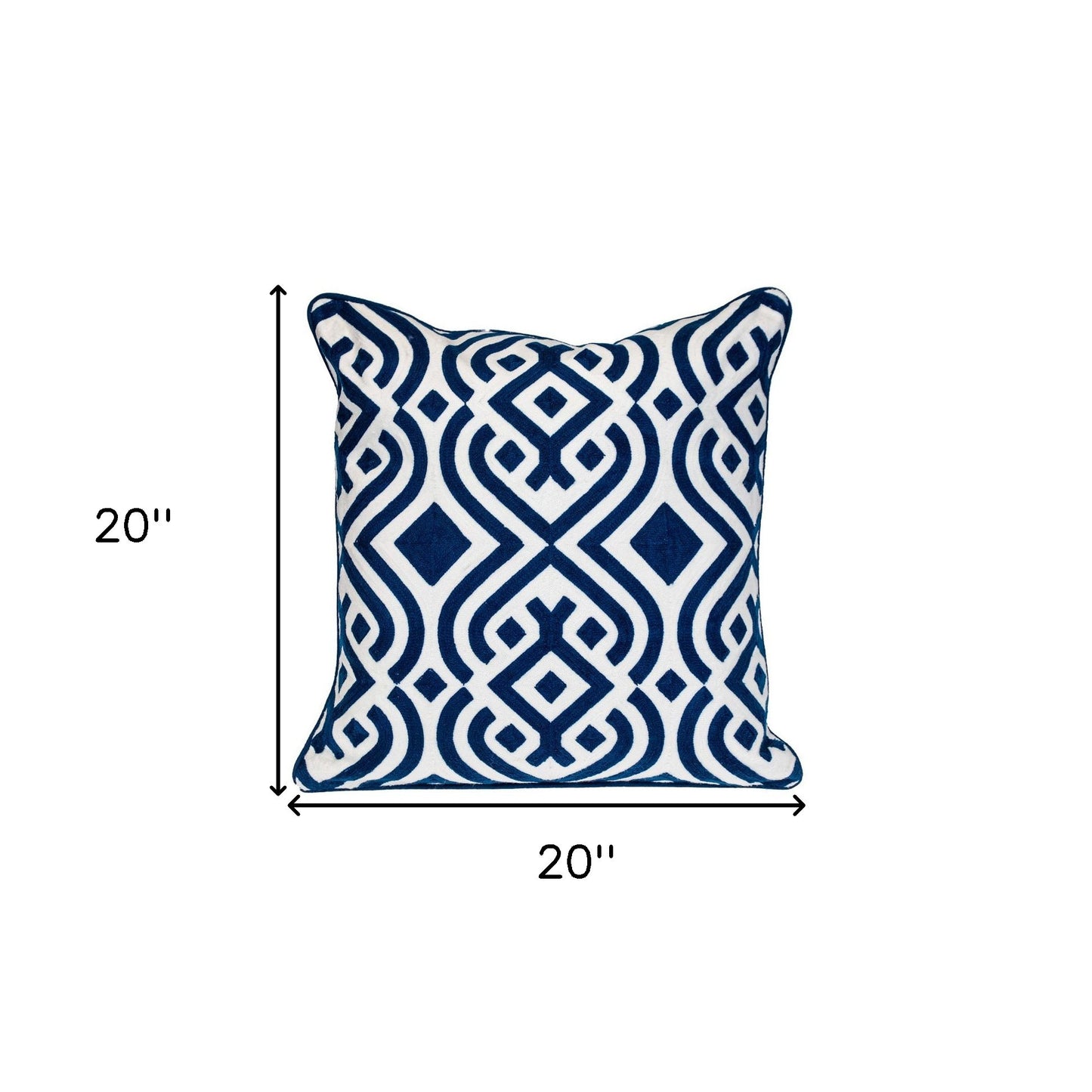 Blue & White Geometric Cotton Pillow