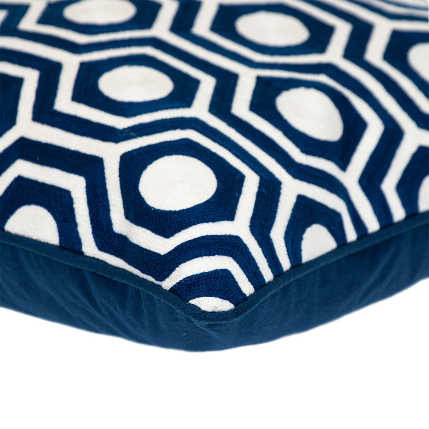 Blue Geometric Cotton Pillow