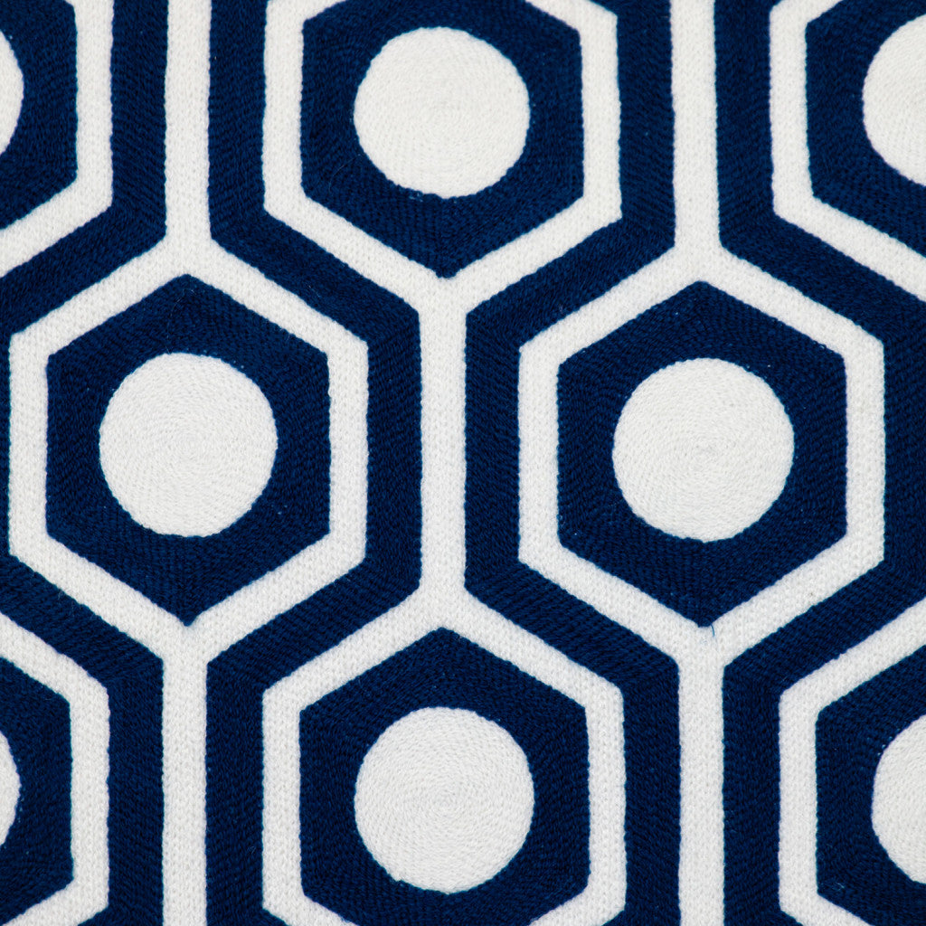 Blue Geometric Cotton Pillow