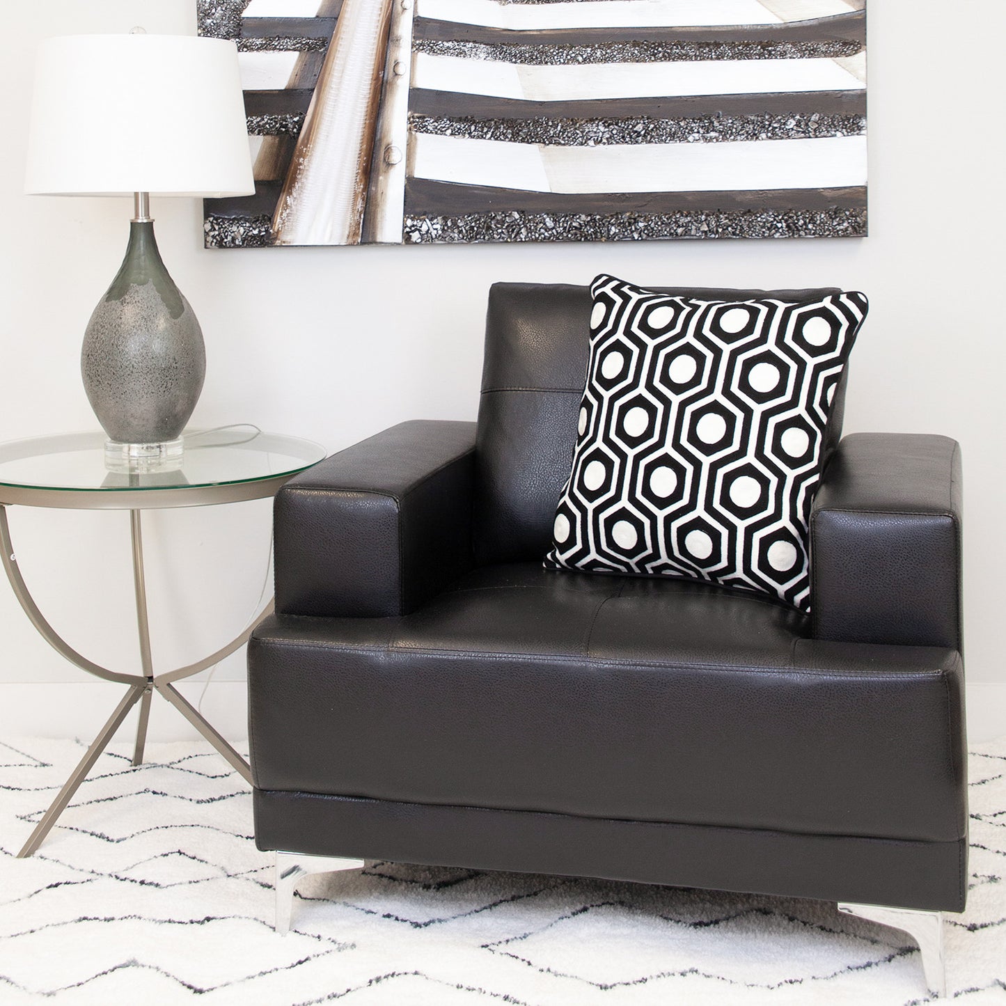 Black & White Geometric Cotton Pillow
