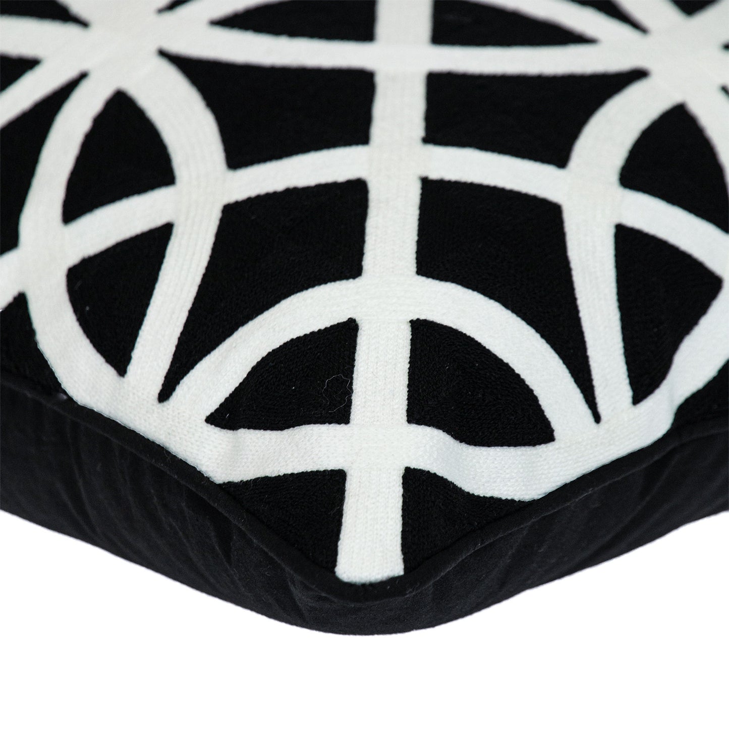 Black Geometric Cotton Pillow