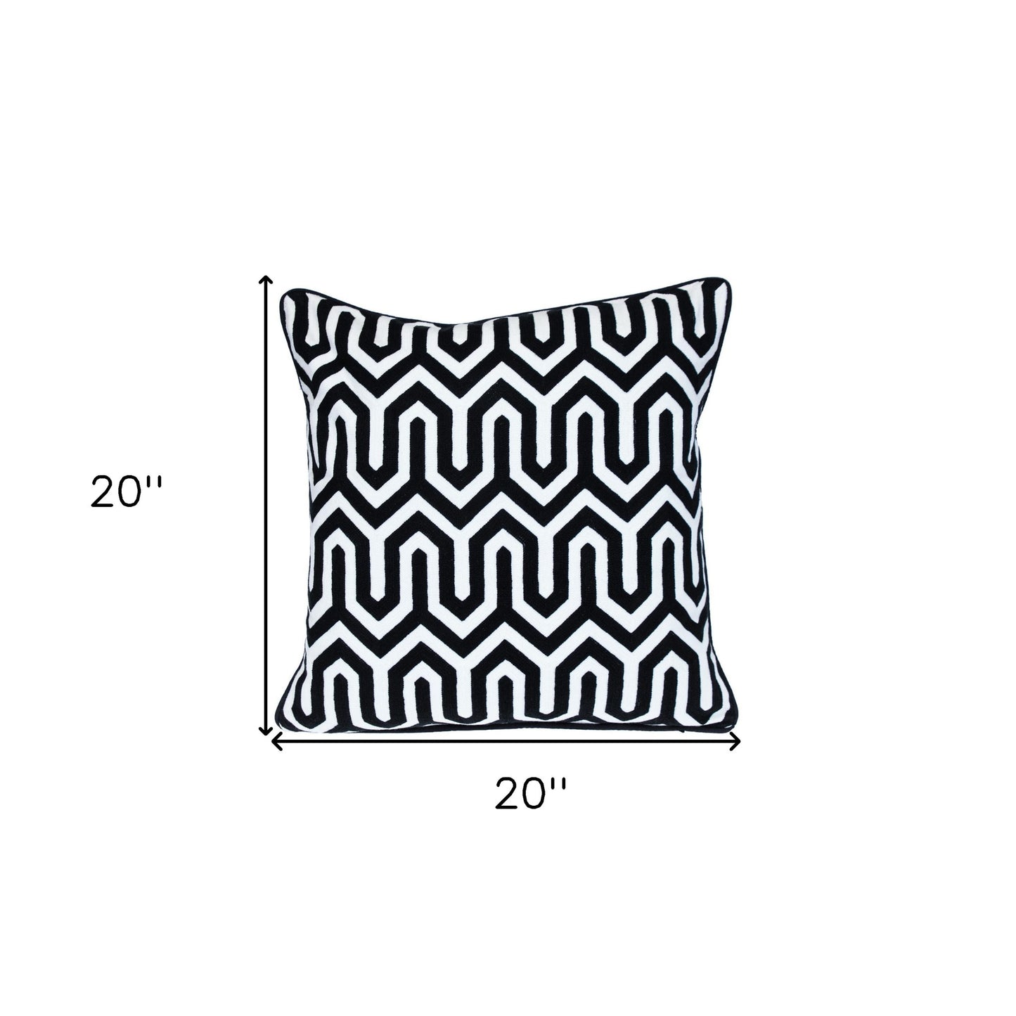 Black Geometric Cotton Pillow