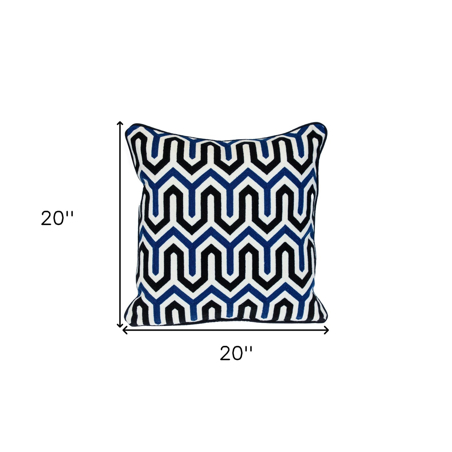 Blue & White Geometric Cotton Pillow