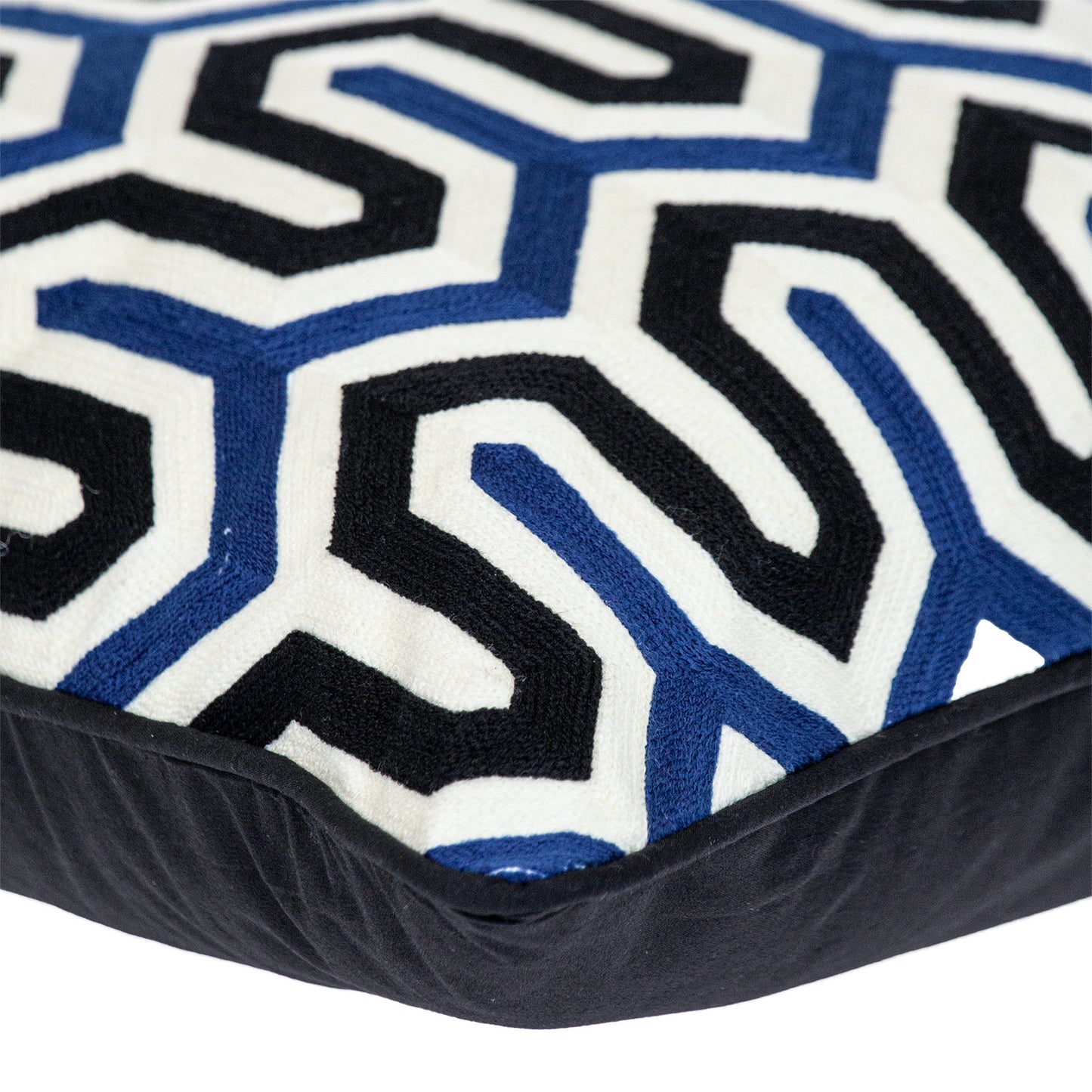 Blue & White Geometric Cotton Pillow