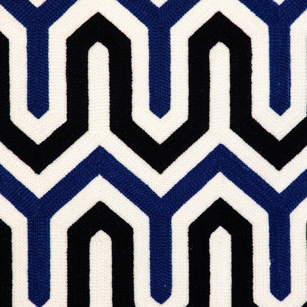 Blue & White Geometric Cotton Pillow