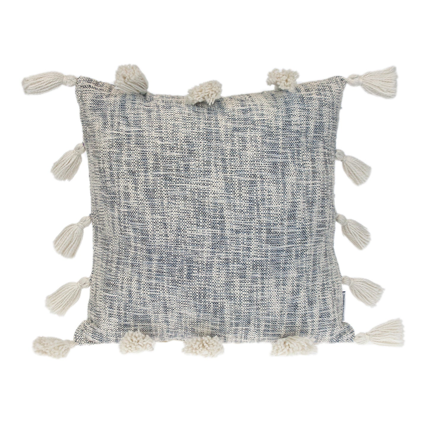 Gray & White Striped Cotton Pillow w/ Tassels