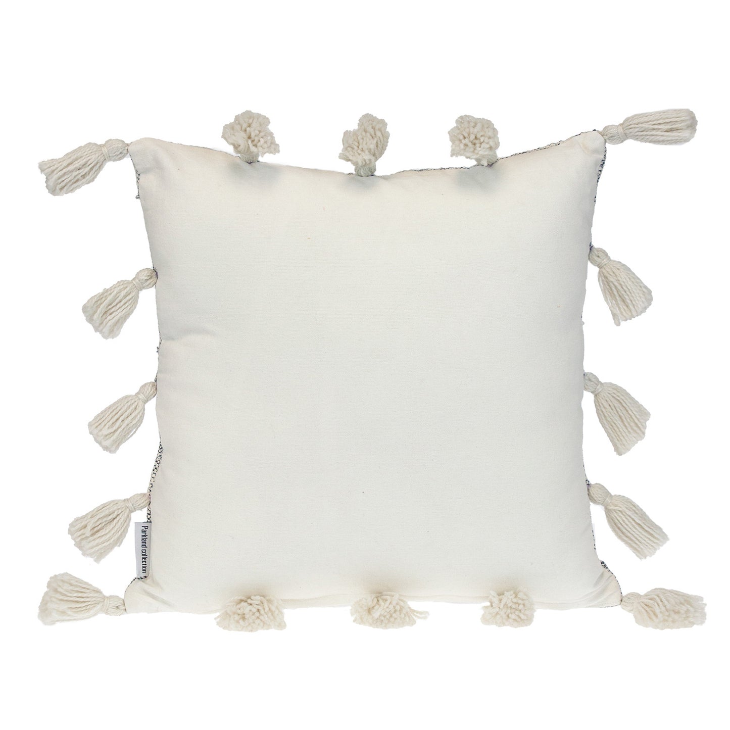 Gray & White Striped Cotton Pillow w/ Tassels