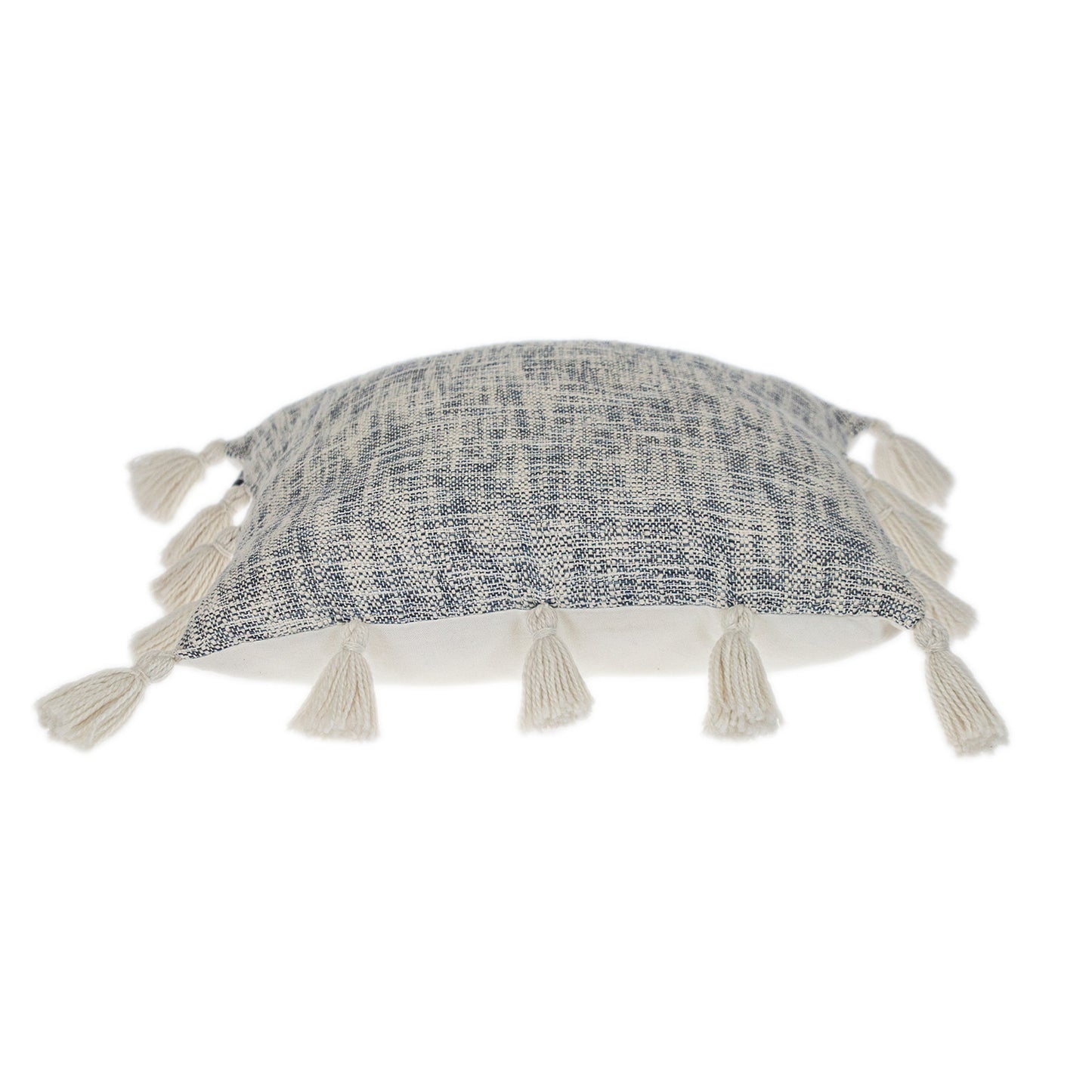 Gray & White Striped Cotton Pillow w/ Tassels
