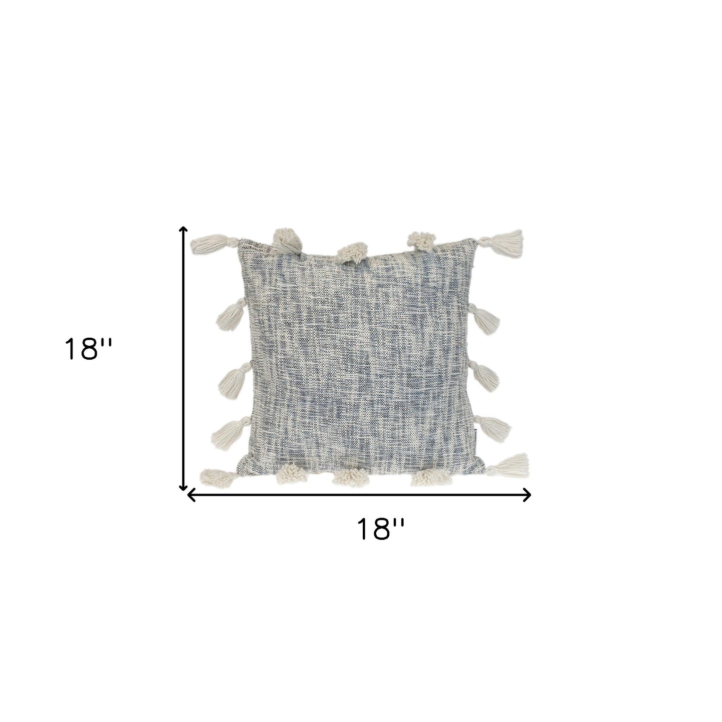 Gray & White Striped Cotton Pillow w/ Tassels